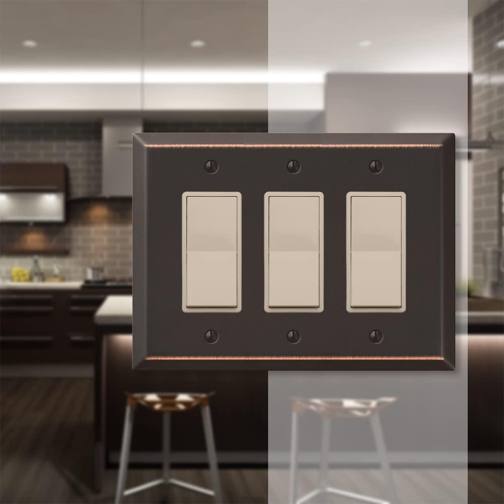 Amerelle 463RRRW Oversized Wallplate, 3 Rocker, Steel, White, 1-Pack