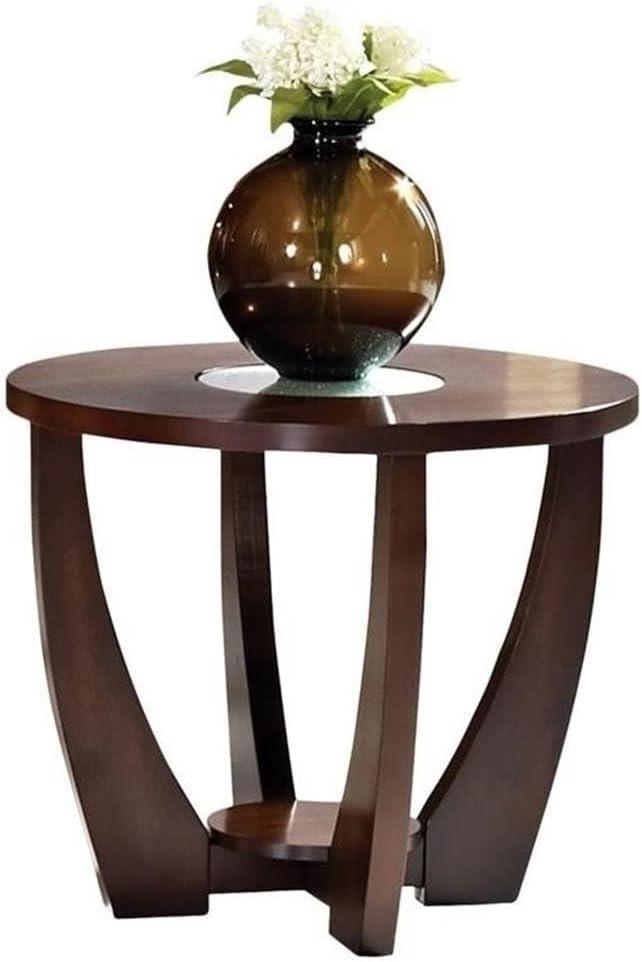 3 Piece Abstract Coffee Table Set with Coffee Table and Set of 2 End Table in Cherry
