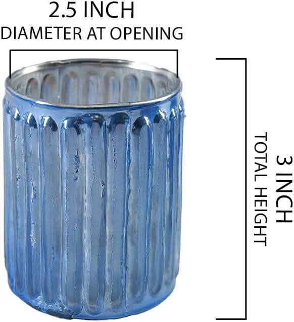 Serene Spaces Living Set Of 6 Pink Vintage Votive Holder, Tealight Holder, Stainglass Candle Holder, Ideal For Weddings, Parties, Indoor & Outdoor Events, Home Decor, Measures 2.5" Tall & 3" Diameter