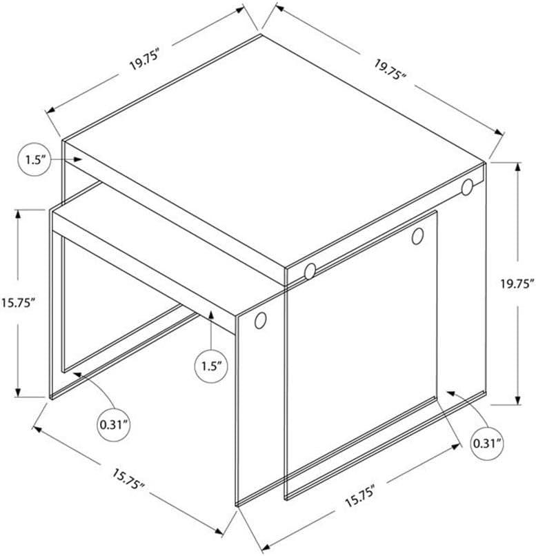 Monarch Specialties Nesting Table, Set Of 2, Side, End, Accent, Living Room, Bedroom, Brown Laminate