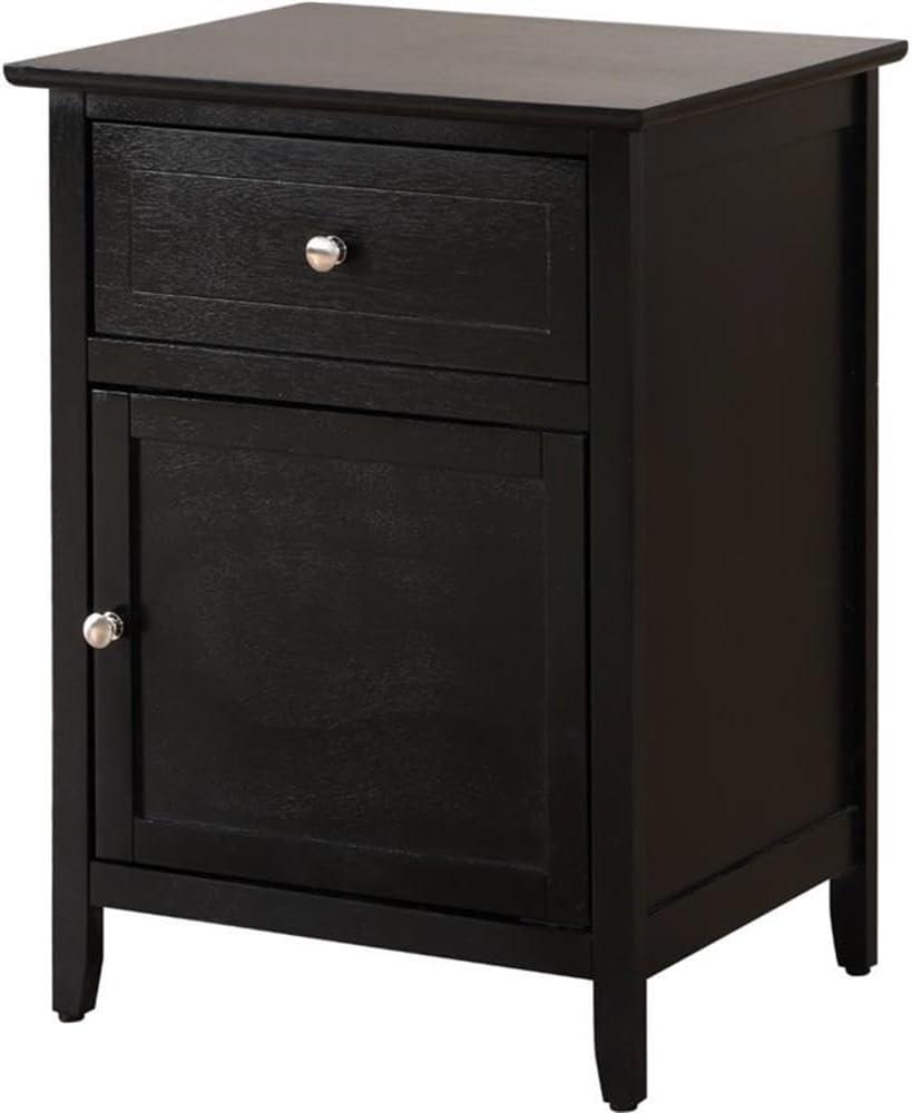 Glory Furniture Izzy 1 Drawer/1 Storage Door Wood Nightstand End Table, Black