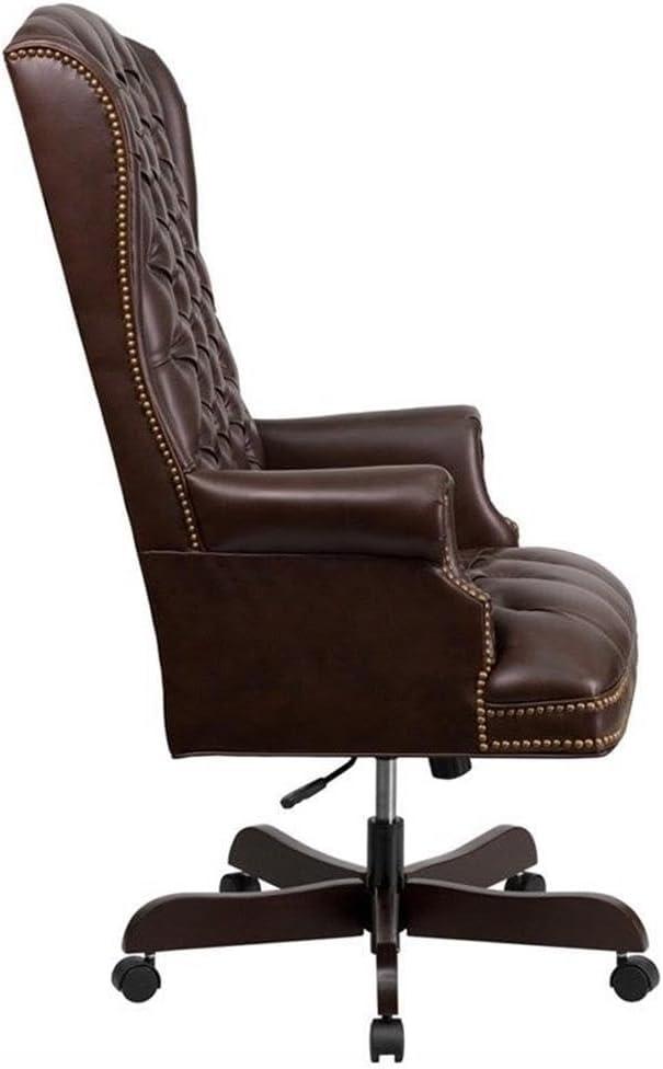 Brown Leather High Back Swivel Executive Chair