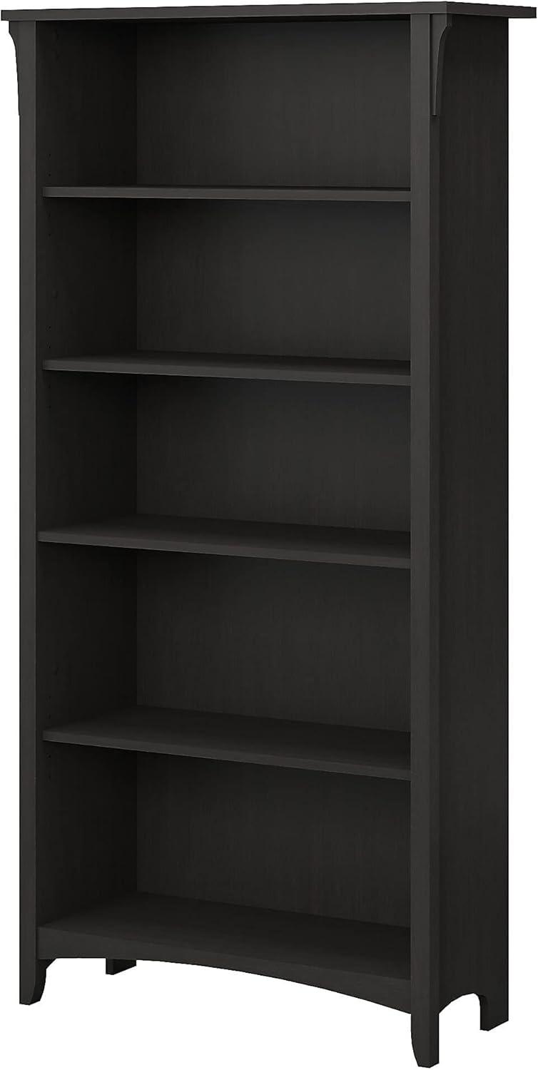 Salinas Vintage Black Tall 5-Shelf Adjustable Wood Bookcase