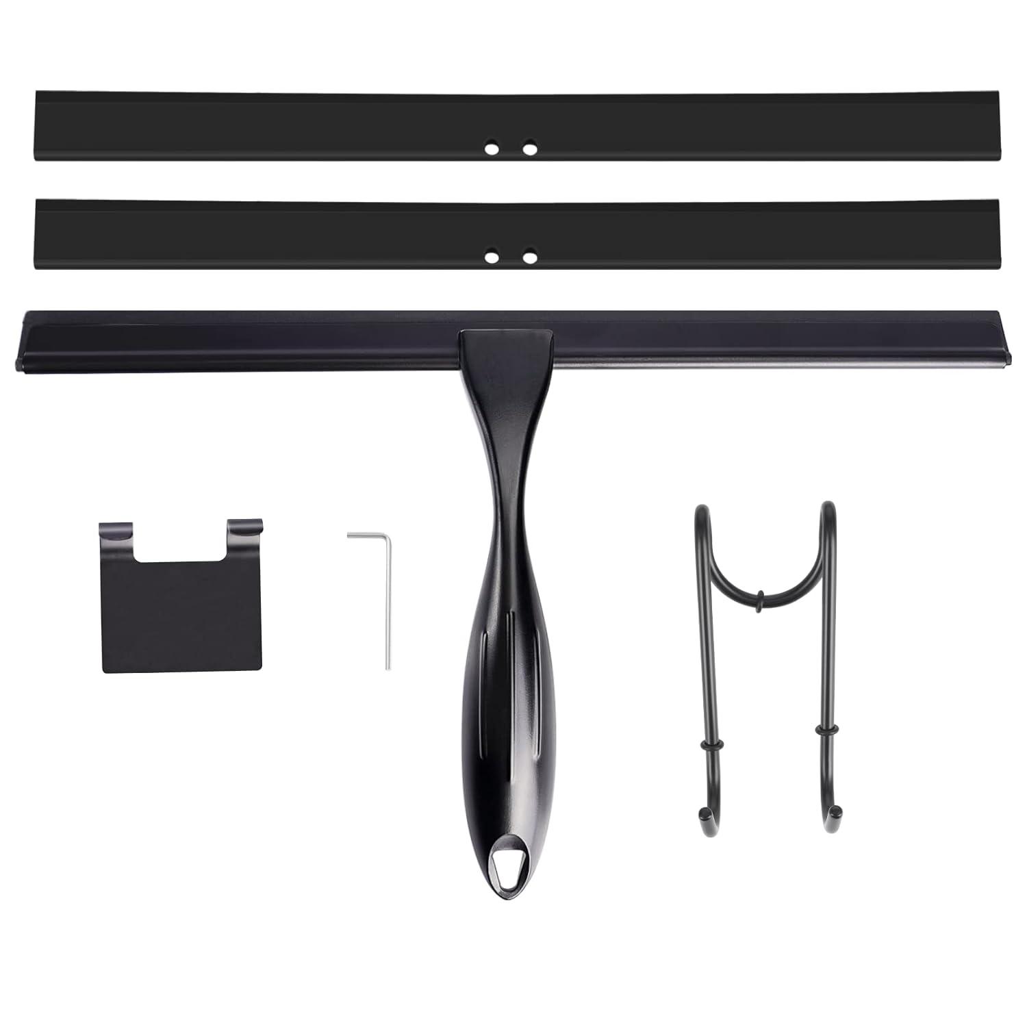 14'' Shower Squeegee, TOOVEM Squeegee for Shower Glass Door for Glass Doors, Windows, Bathroom, Car Windshield, Black