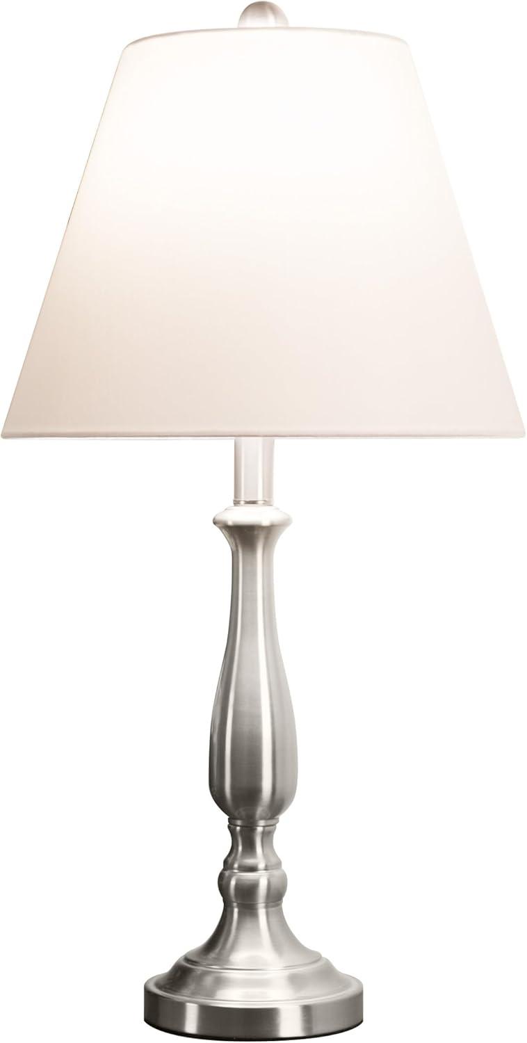 Lavish Home Brushed Steel Table Lamps - Set of 2 Traditional Accent Lights with LED Bulbs