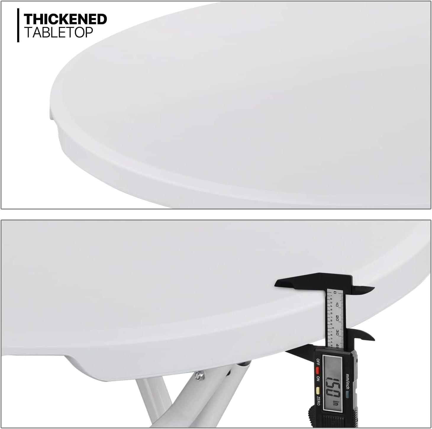 31.5" Round Folding Banquet Table, Portable Plastic Coffee Card Dining Table for Outdoor Party Event