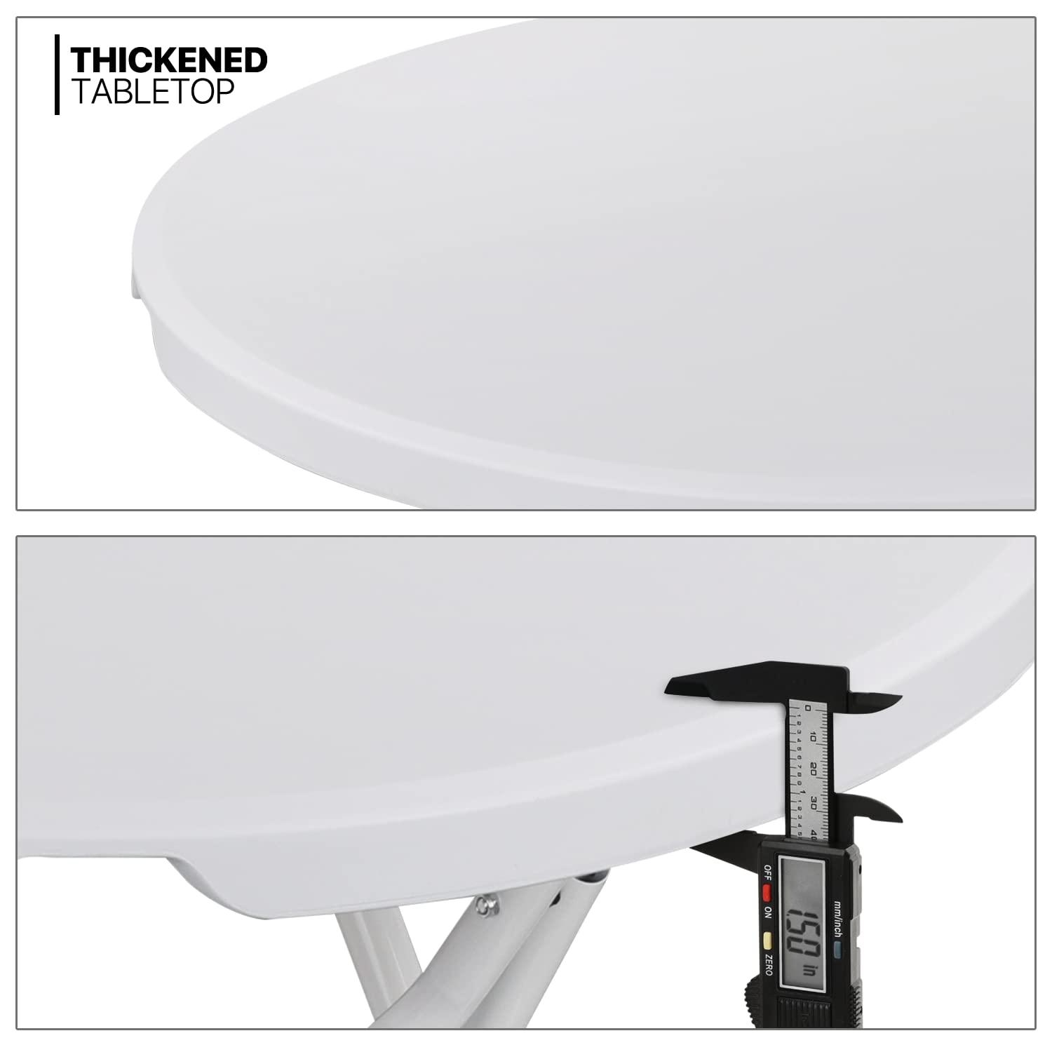 31.5" Round Folding Banquet Table, Portable Plastic Coffee Card Dining Table for Outdoor Party Event