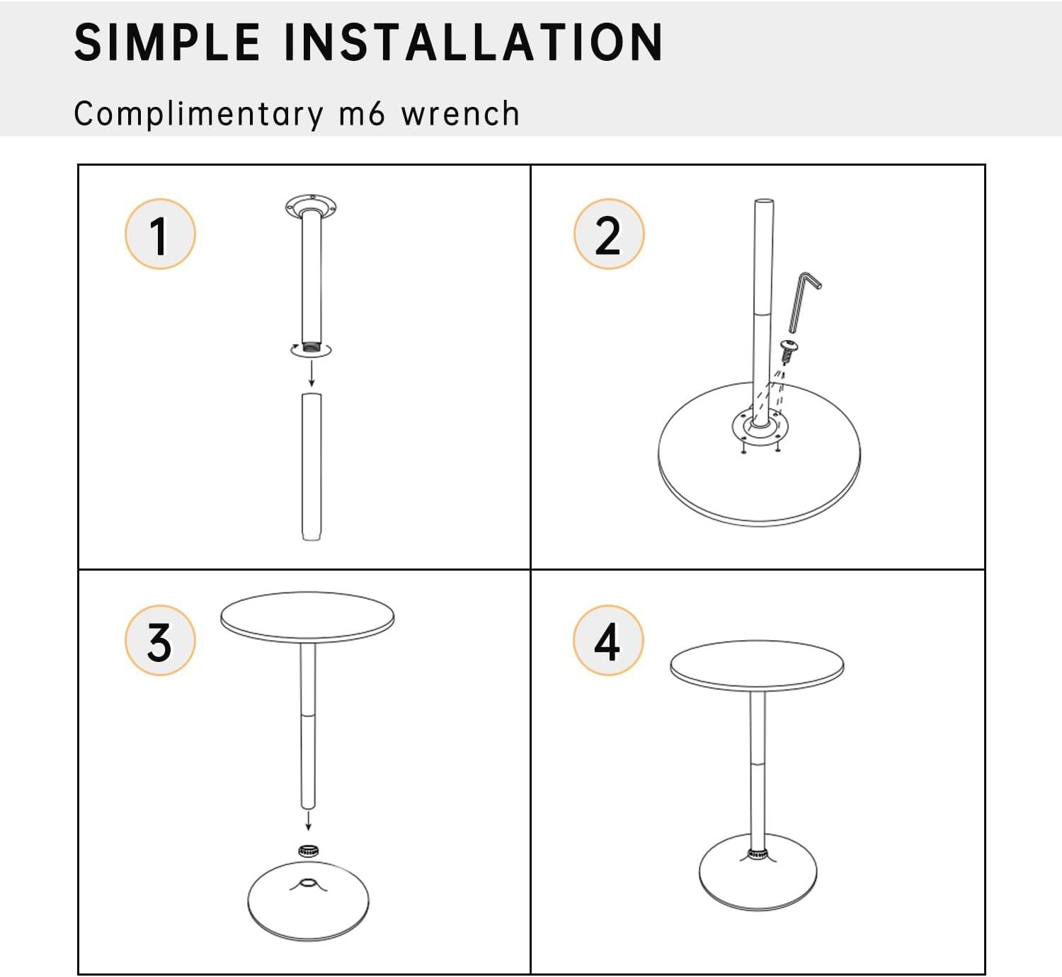 FDW Modern Round Pub Hydraulic Dining Room Home Kitchen Bar Top Tall Table, Black