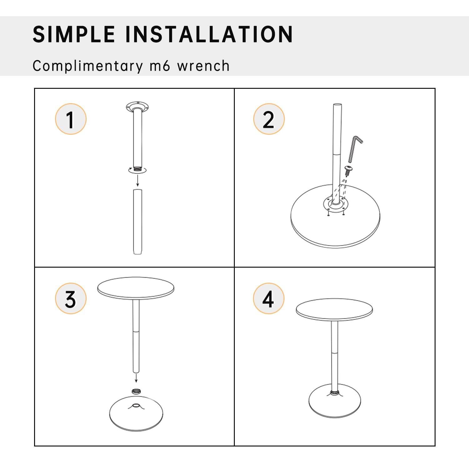 FDW Modern Round Pub Hydraulic Dining Room Home Kitchen Bar Top Tall Table, Black