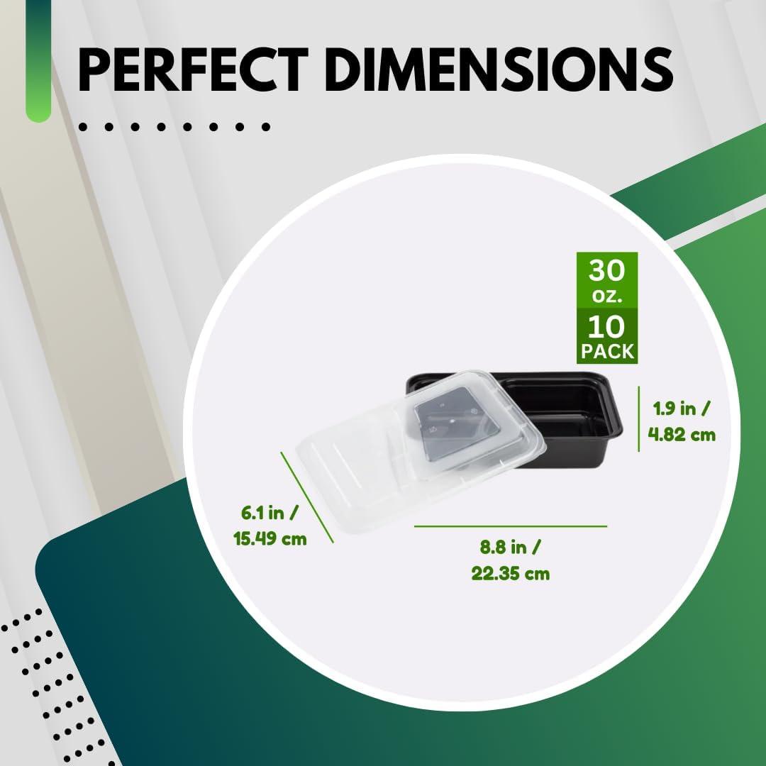 Green Direct Lunch Box Sets / Large Food Container with Lid / 2 Compartment Bento Box, Microwaveable, Freezer & Dishwasher Safe, Leak Proof, 10 Pack