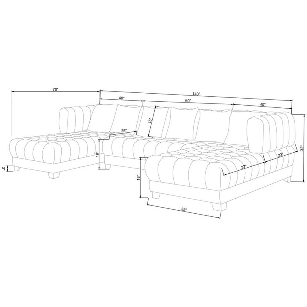 Better Home Products Marigold U-Shaped Velvet Sectional Sofa in Black