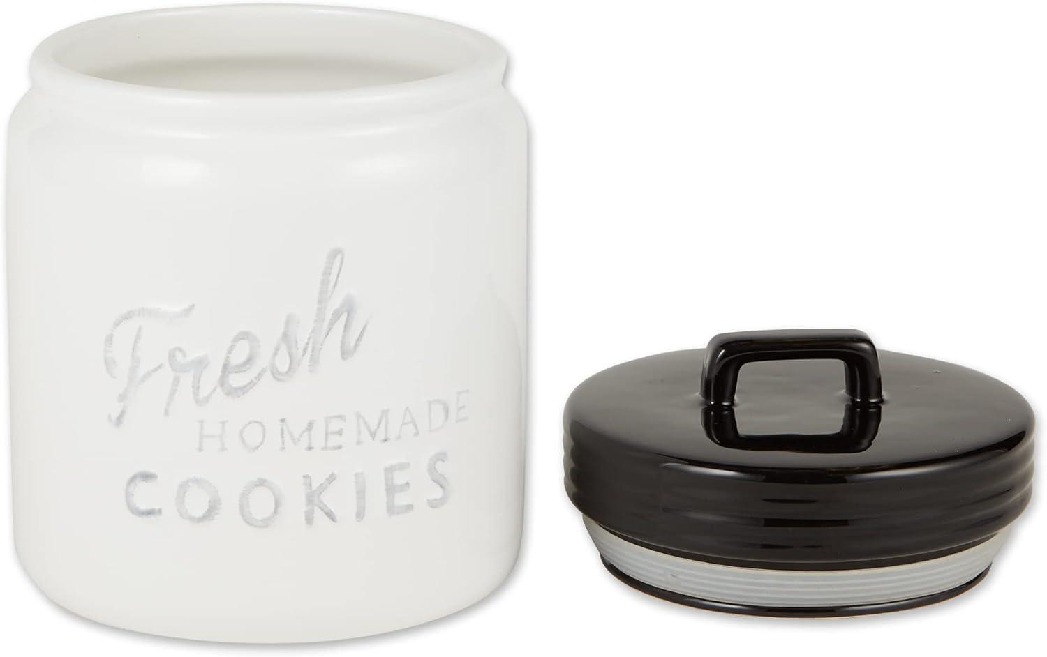 Contemporary Black and White Ceramic Canister Set with Black Lids