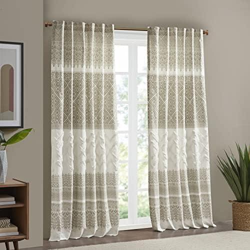 INK+IVY Mila 100% Cotton Argyle Room Darkening Single Curtain Panel with Chenille detail and Lining