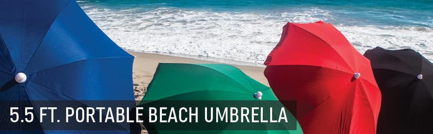 PICNIC TIME Outdoor Canopy Sunshade Beach Umbrella 5.5', Small Patio Umbrella, Beach Chair Umbrella