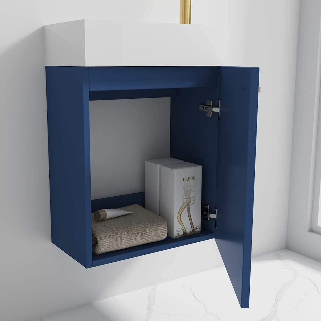 Blossom Kitchen and Bath 18" Floating Vanity / Wall Hung Vanity Set with Acrylic Sink , Available Mirror Option Navy Blue W/ Mirror 18''