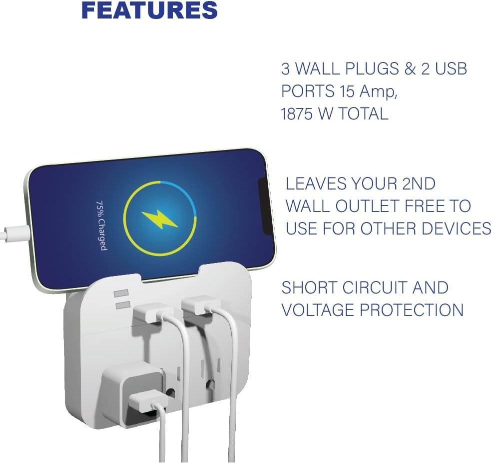 Power Strip with USB Ports,Cruise Essentials,Power Strip with 3 Outlets and 3 USB Ports(1 USB C), Non Surge Protector for Cruise Ship, Home Office, Travel