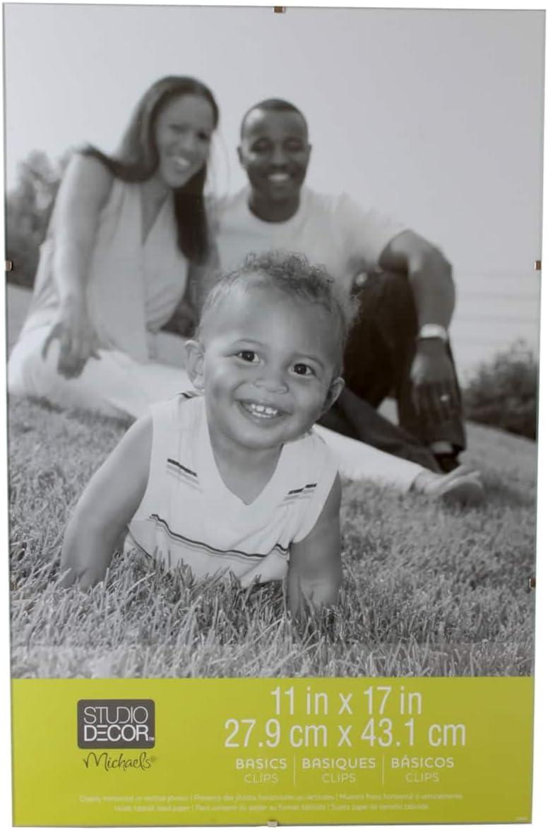 Clear Glass and Metal Clip Picture Frame 11" x 17"