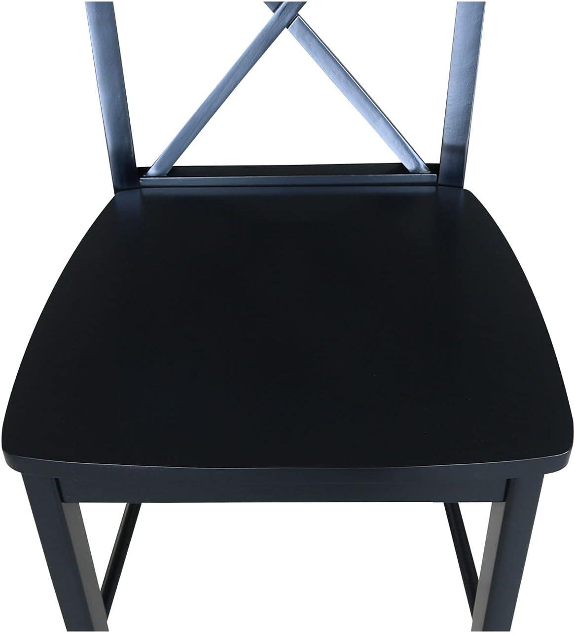 30" Torino X Back Wood Barstool - Black - Linon: Solid Rubberwood, Unupholstered, Armless