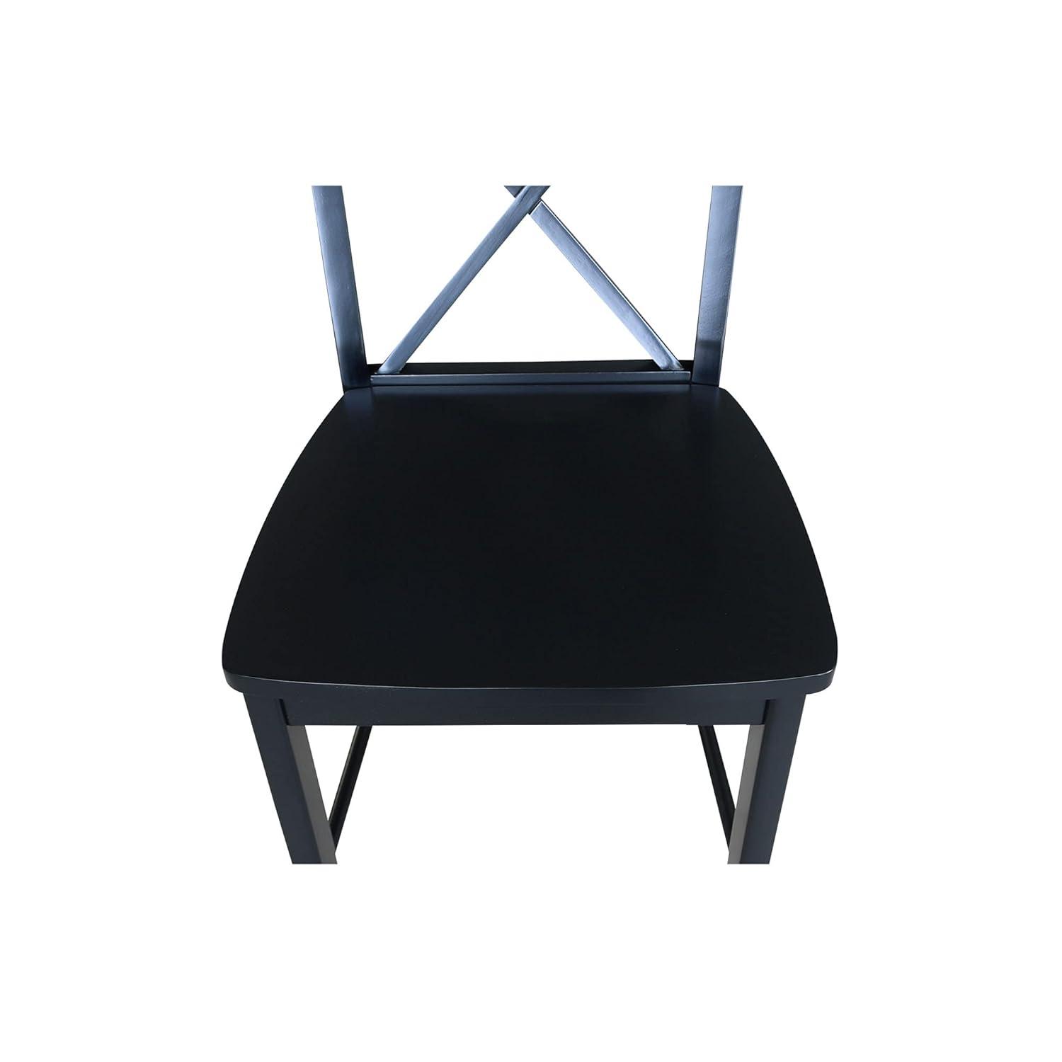 30" Torino X Back Wood Barstool - Black - Linon: Solid Rubberwood, Unupholstered, Armless