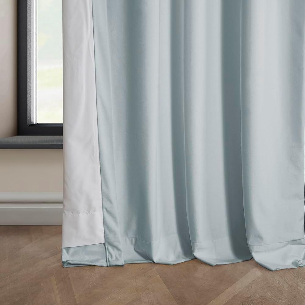 Half Price Drapes Aquarius Blue Heritage Plush Velvet Room Darkening Curtains (1 Panel), 50W X 108L