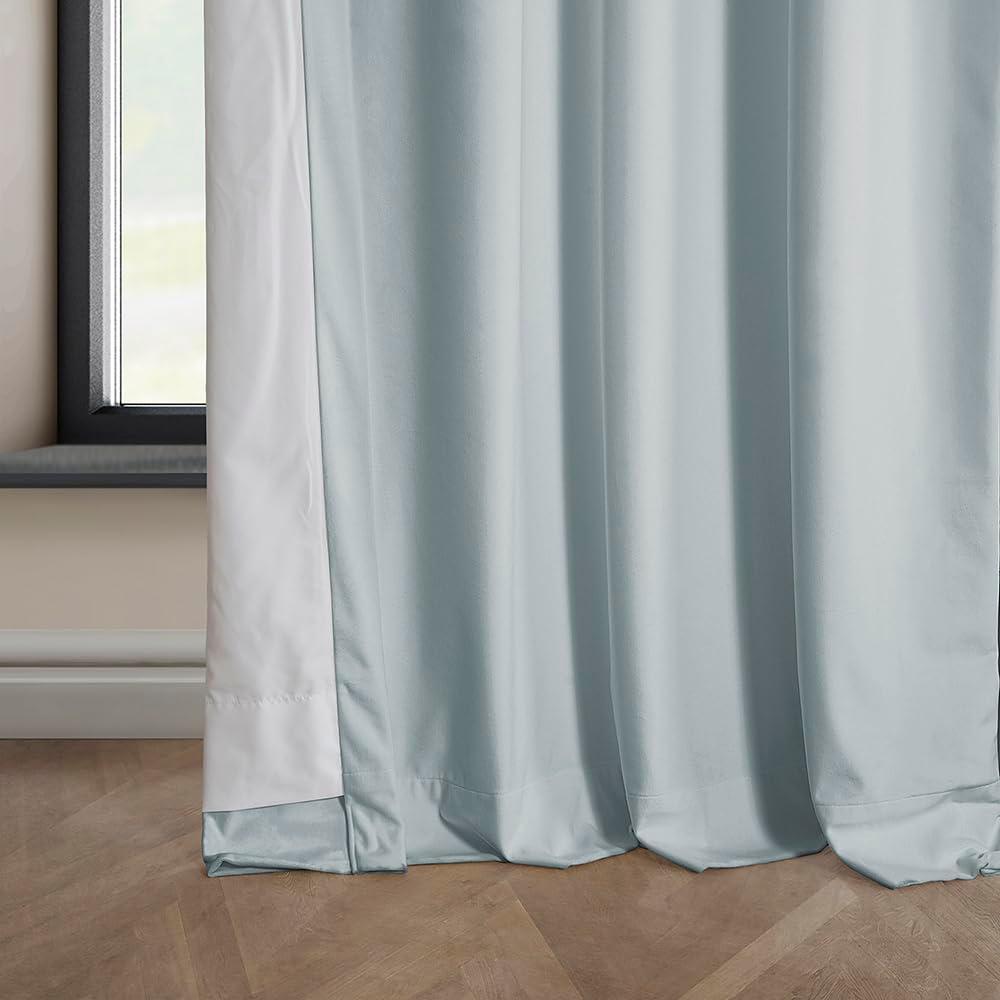 Half Price Drapes Aquarius Blue Heritage Plush Velvet Room Darkening Curtains (1 Panel), 50W X 108L