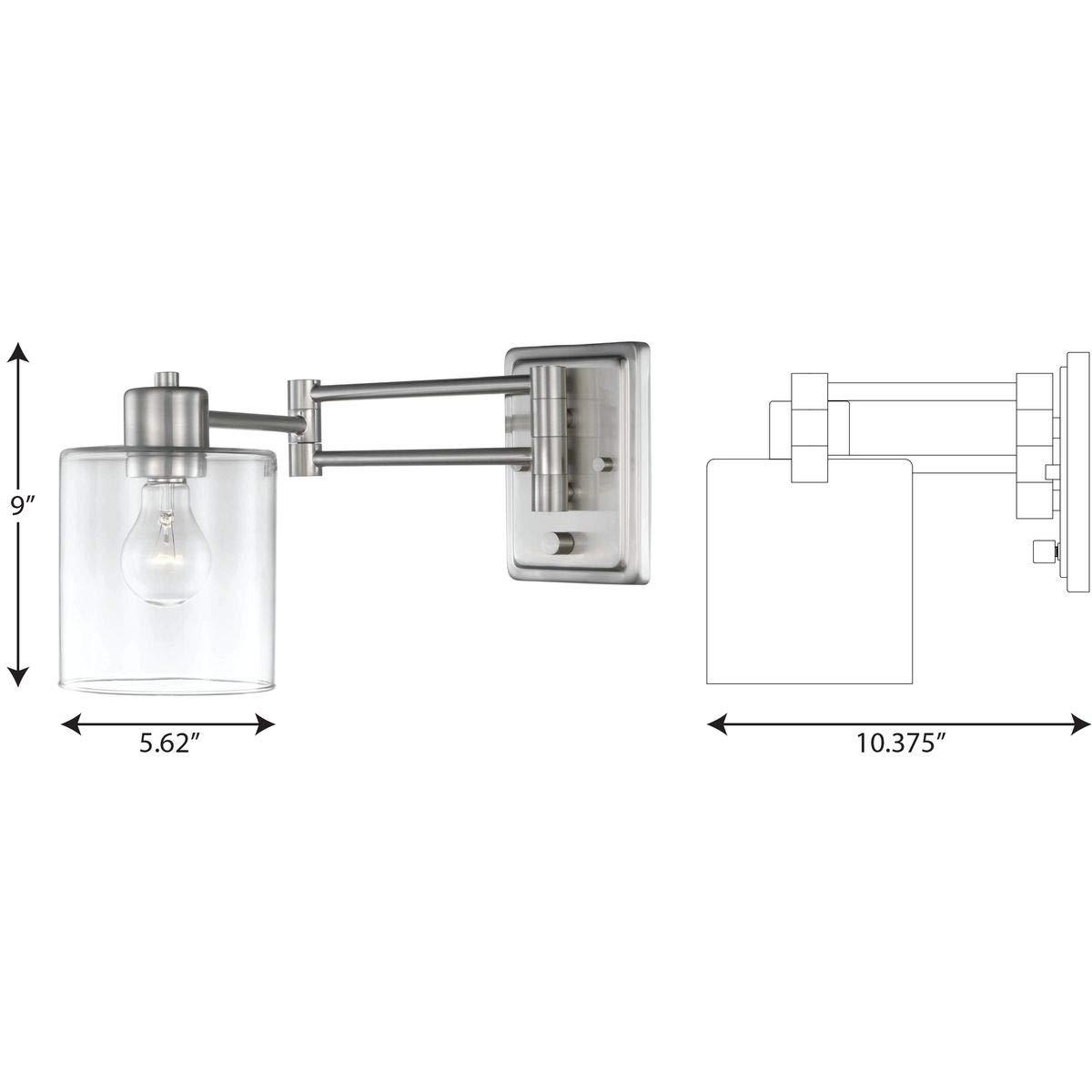 Progress Lighting Milner 1-Light Wall Bracket, Brushed Nickel, Clear Glass Shade