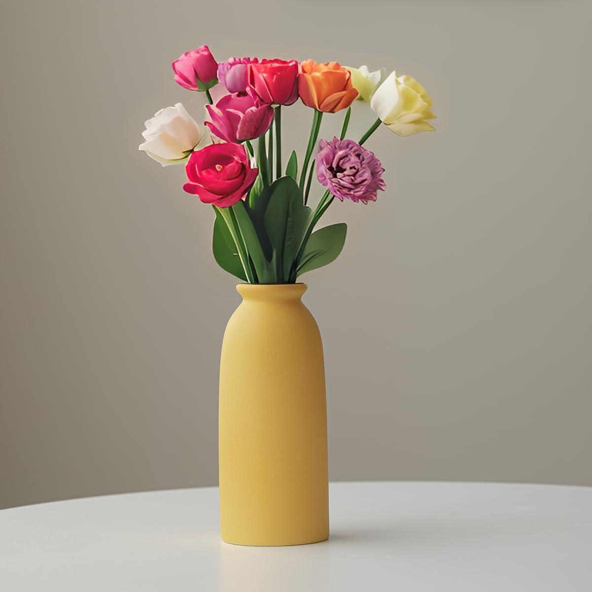 Latitude Run® Set Of 3 Multicolor Ceramic Vases For Home Decor, Farmhouse Style Centerpieces For Living Room, Table, Fireplace, Or Entryway (Blue Mix)