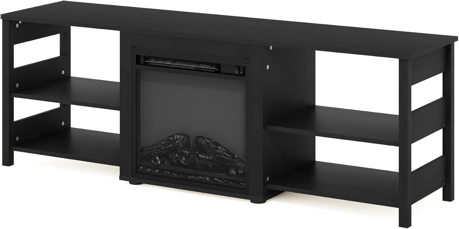 Furinno Classic Fireplace TV Stand Entertainment Console Media Center W/18" Electric Fireplace for TVs up to 70",Americano