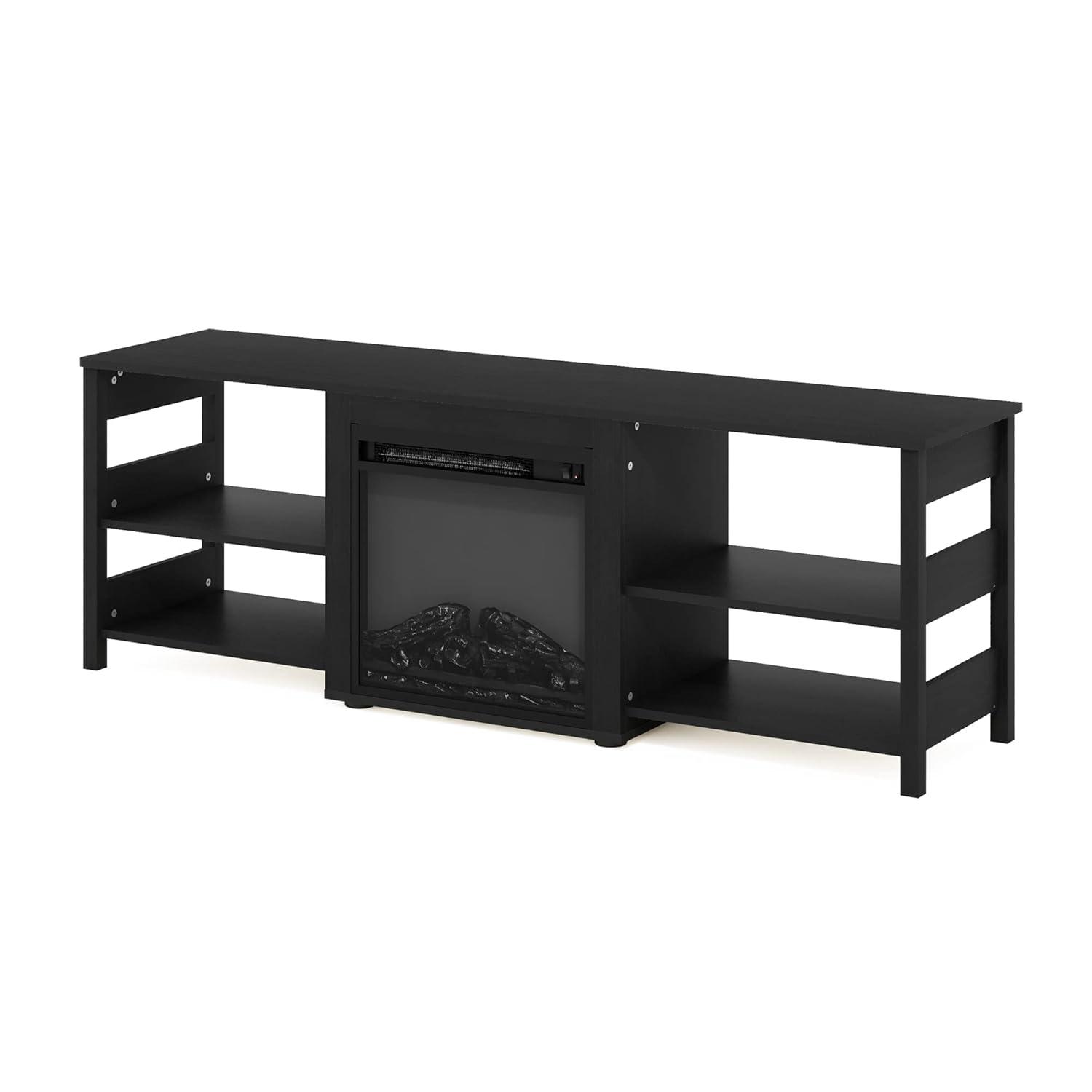 Furinno Classic Fireplace TV Stand Entertainment Console Media Center W/18" Electric Fireplace for TVs up to 70",Americano