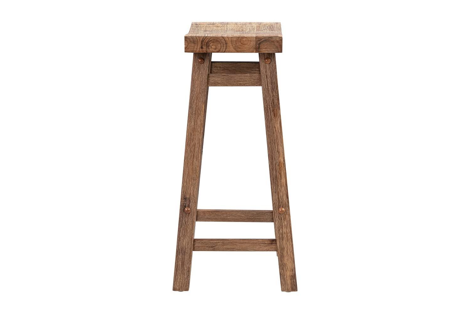 Boraam 24" Sonoma Saddle Counter Height Barstool Barnwood: Wood Frame, Fixed Seat, Farmhouse Style