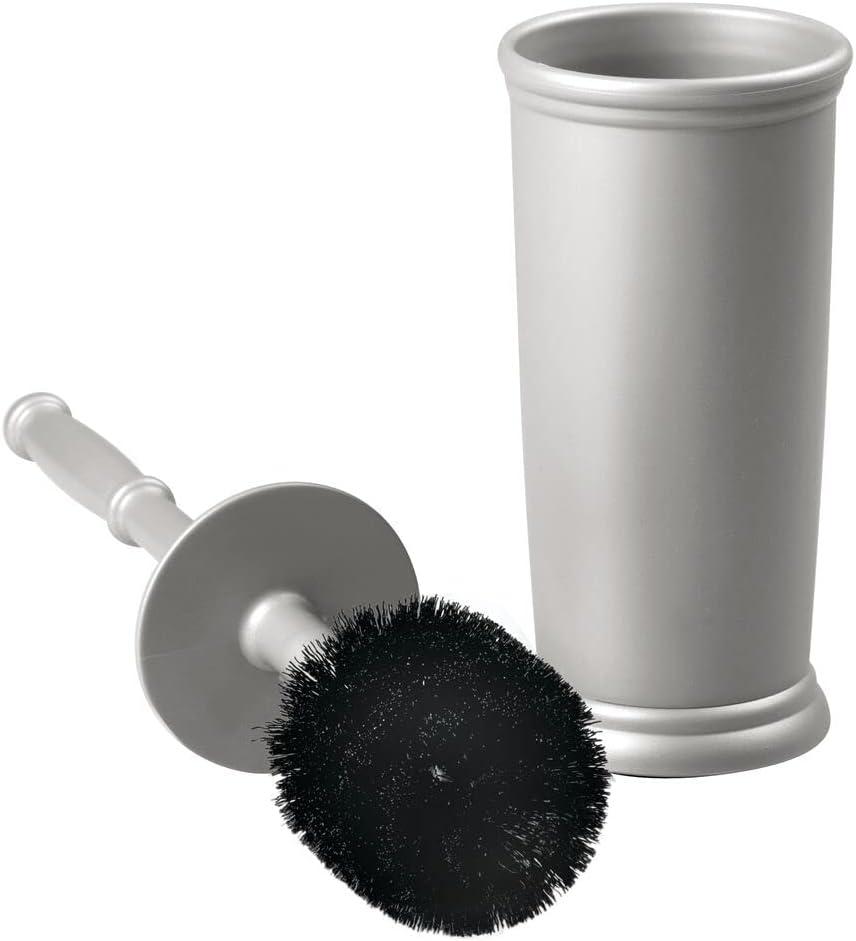 mDesign Plastic Compact Bathroom Toilet Bowl Brush and Holder - Gray