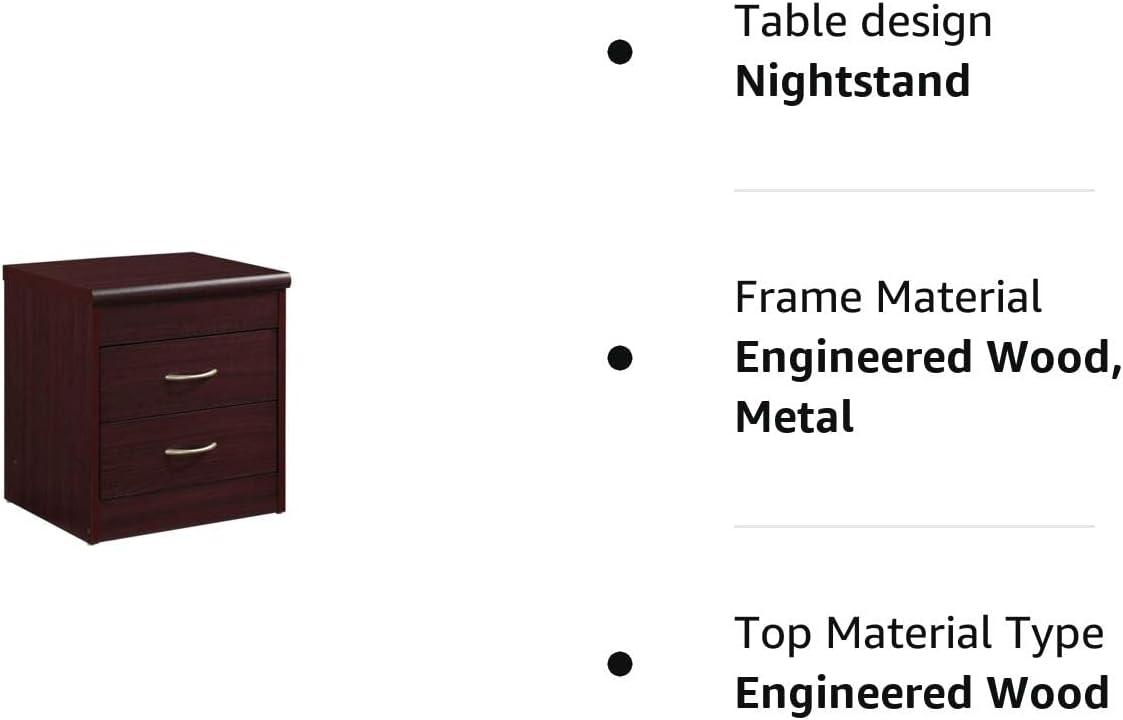 Mahogany 2-Drawer Compressed Wood Nightstand