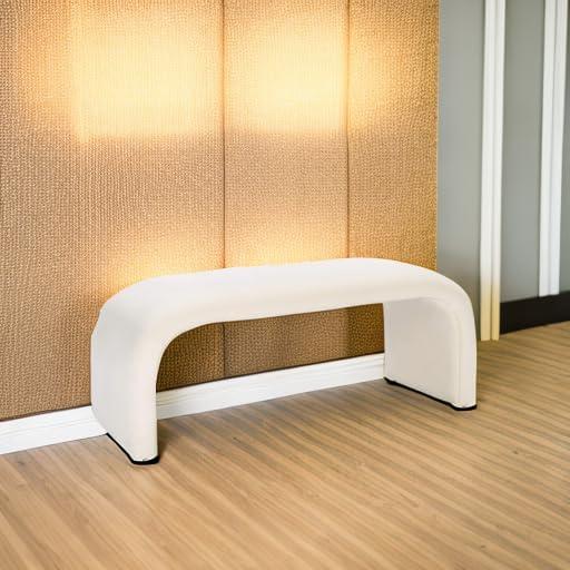 Tenko Cream Velvet Modern Minimalist Bench