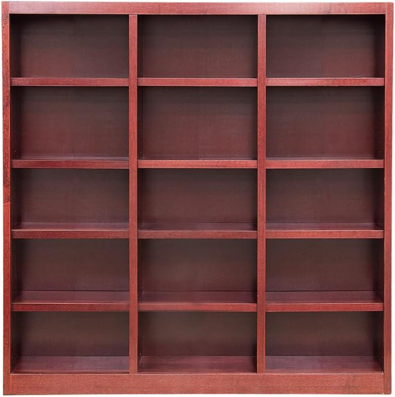 Winston Porter Flannagan Triple Wide Wood Bookcase, 15 Bookshelf, 72 inch Tall Storage and Display Bookshelf for Home Office and Living Room