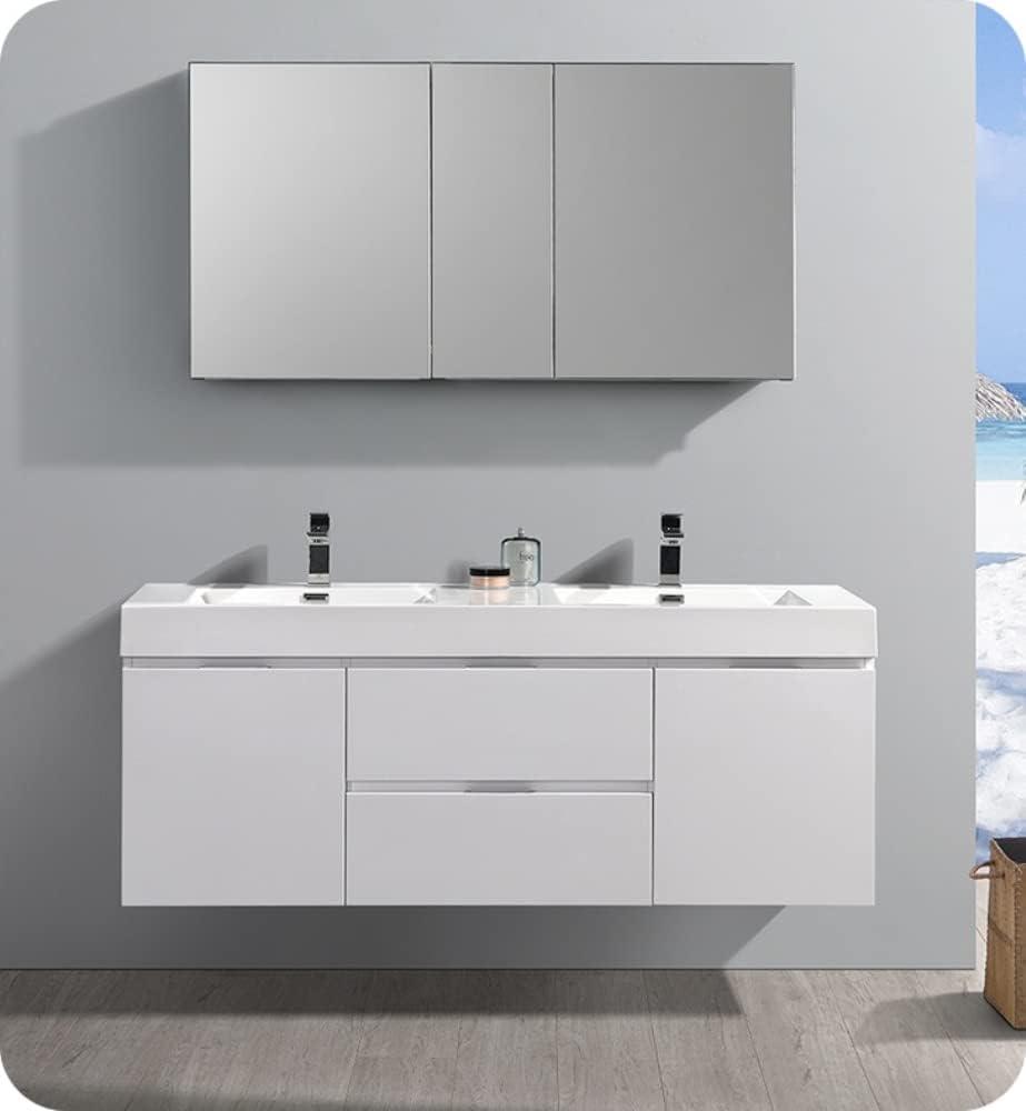 Valencia 60" Wall Mount Double Modern Bathroom Cabinet - Cabinet Only (Top and Sinks Not Included)