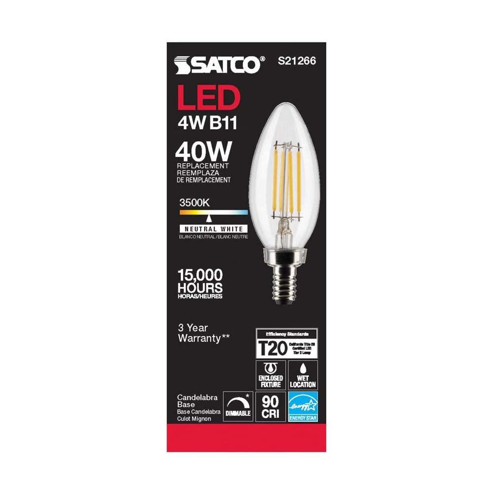 75 Watt Equivalent B11 E12/Candelabra Dimmable 3500K LED Bulb