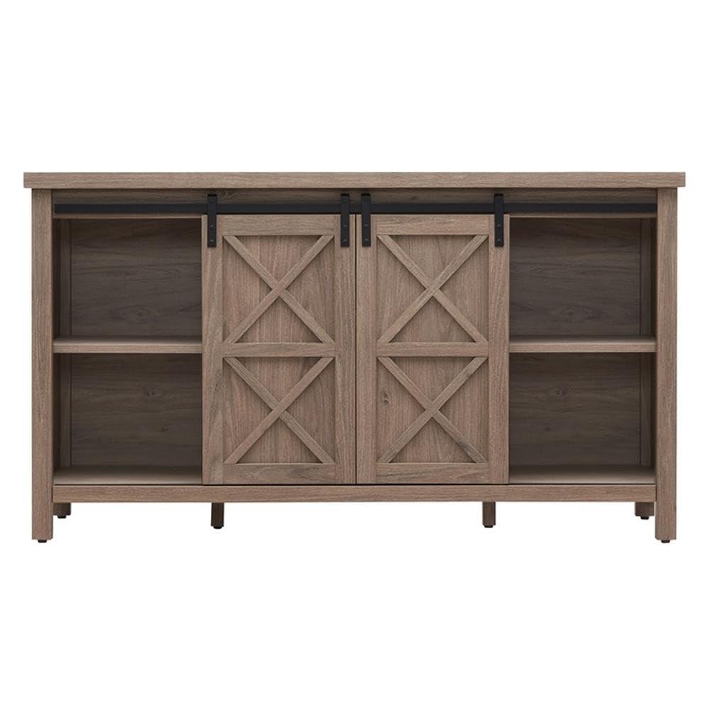 Evelyn&Zoe Elmwood Rectangular TV Stand for TV's up to 65", Antiqued Gray Oak