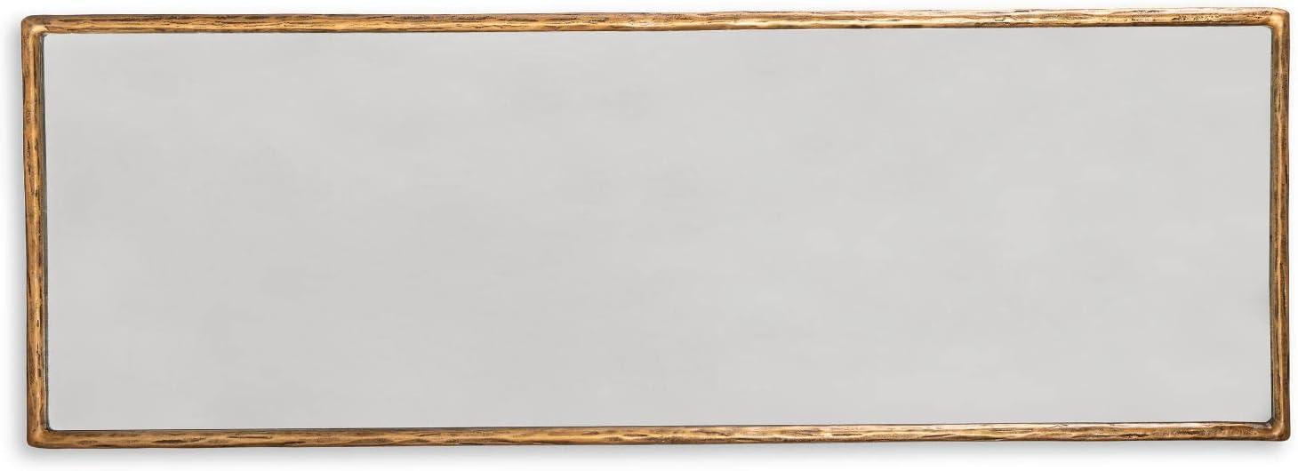 Signature Design by Ashley Contemporary Ryandale Floor Mirror  Antique Brass Finish