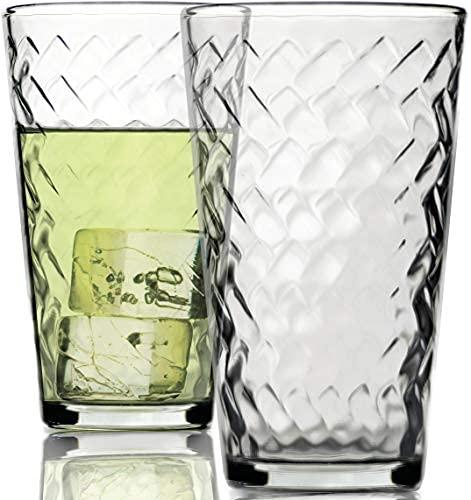 40128-AM Chevron Entertaining Beverage Glass Set, Clear - 12 Piece