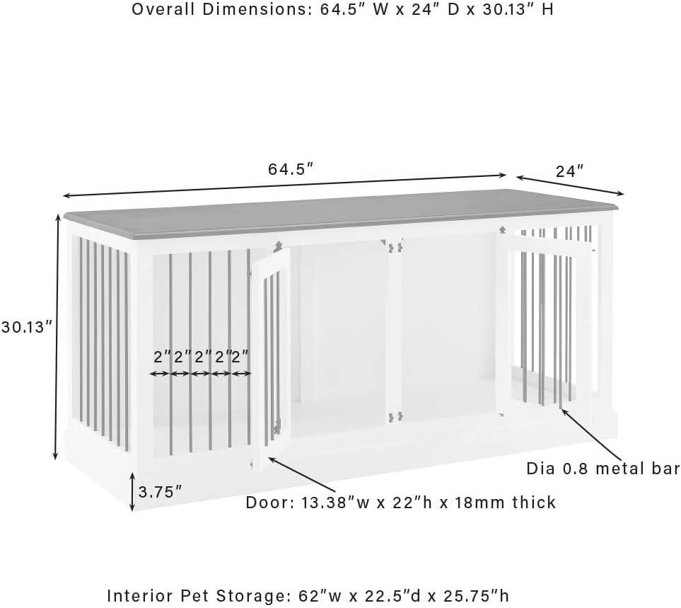 Crosley Furniture Winslow Medium Credenza Dog Crate Kennel for Pets