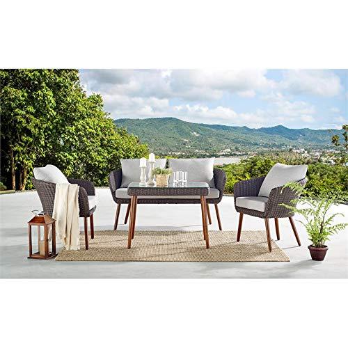 All-Weather Wicker Athens Outdoor Cocktail Table Brown - Alaterre Furniture