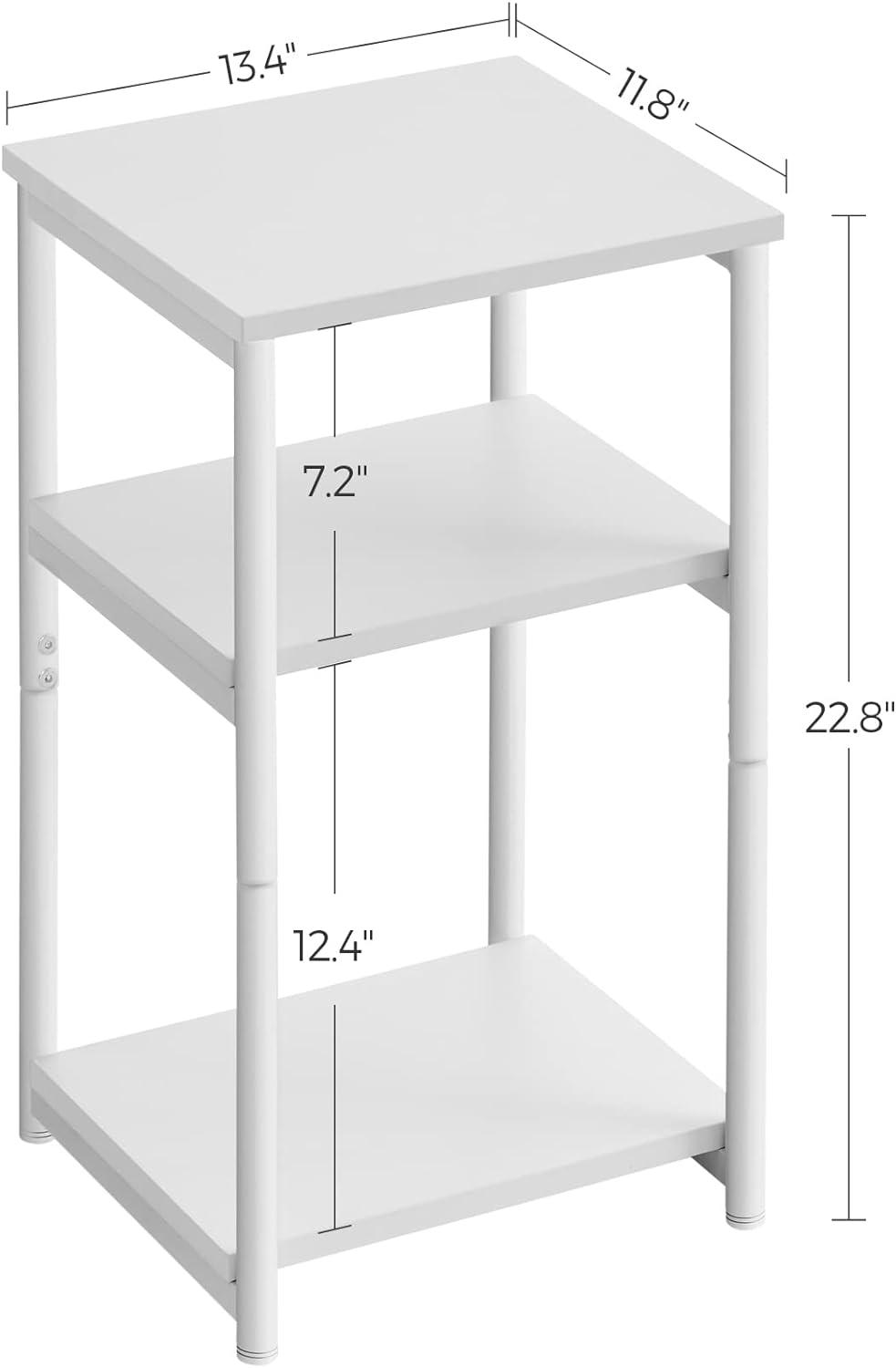 White Metal 3-Tier Rectangular Side Table