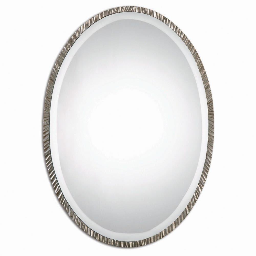 Uttermost Oval Vanity Accent Wall Mirror Modern Polished Nickel Metal Frame 20" Wide for Bathroom Bedroom Living Room Home Office