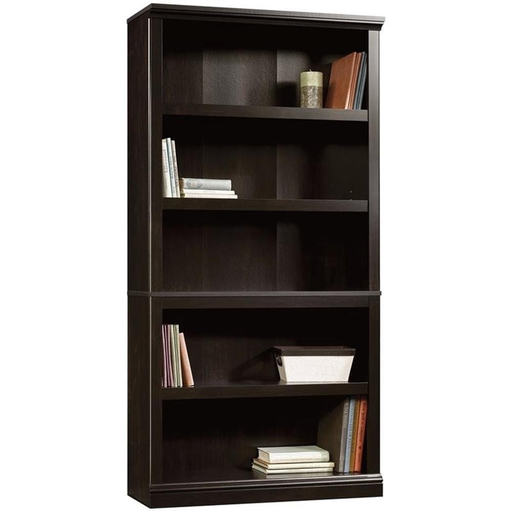 Pemberly Row Wooden 5 Shelf Wood Bookcase in Washington Cherry Finish
