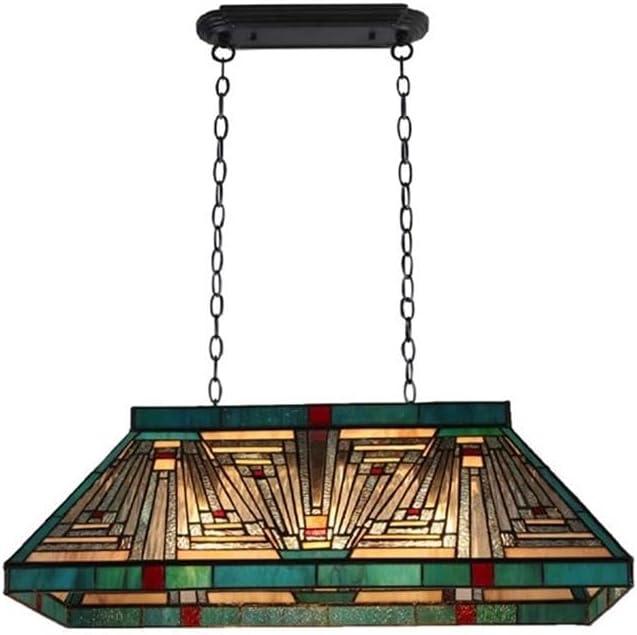 Chloe Lighting Innes 28" Mission 3-Light Glass Island Pendant in Blackish Bronze