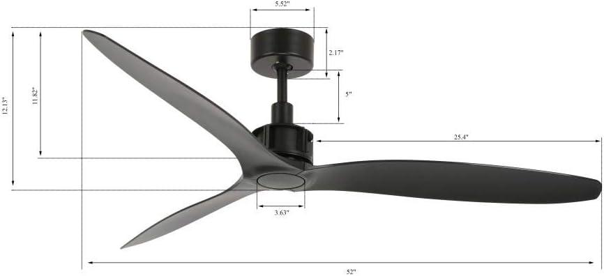 52" Zelda 3 - Blade Standard Ceiling Fan with Remote Control