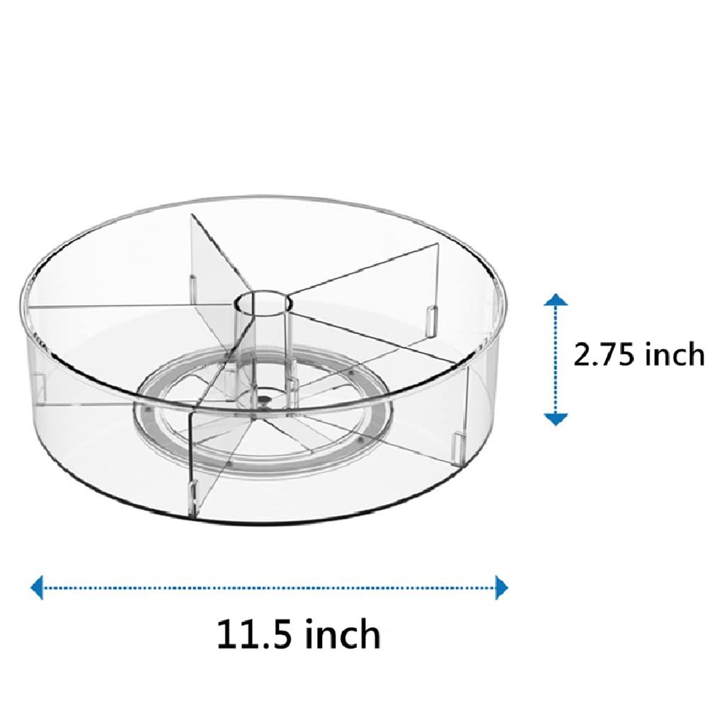 iDesign iDesign Recycled Plastic Divided Lazy Susan Turntable Organizer, Pantry, Bathroom, General Storage and More, The Linus Collection - 11.5", Clear