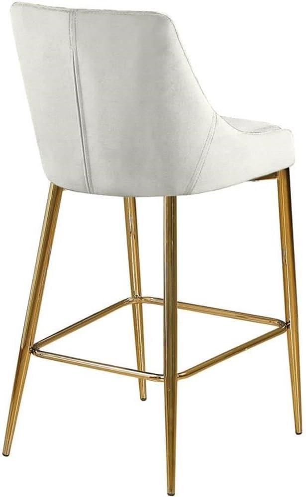 Meridian Furniture Karina 27.5"H Velvet Counter Stool in Cream (Set of 2)