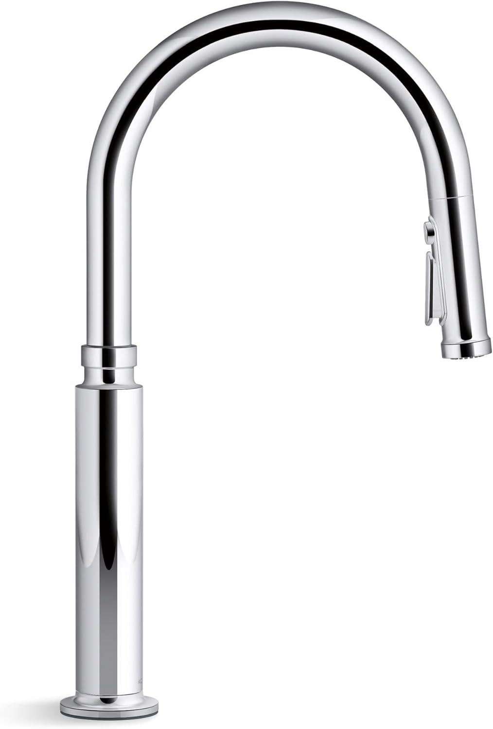 Vibrant Polished Nickel Pull-Down Kitchen Faucet with Sprayhead