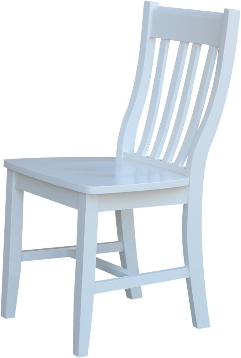 Elegant White Solid Wood High Slat Side Chairs, Set of 2